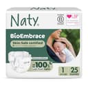 Naty BioEmbrace babyluiers | Gecertificeerd huidveilig | Tot 100% lekvrij | Plantaardige zachtheid | Chloorvrij | Maat 1 (2–5 kg), 25 stuks